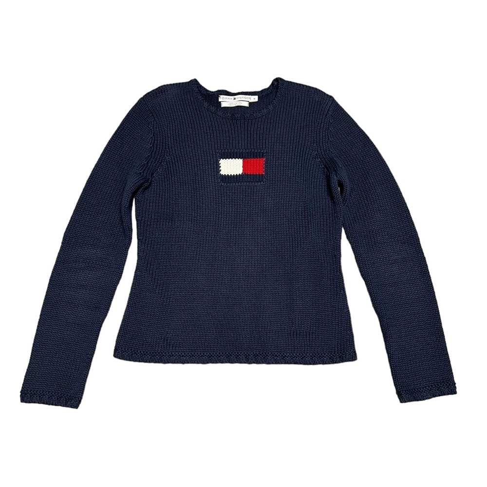 Vintage Tommy Hilfiger Chunky Knit Blue Sweater Size Med